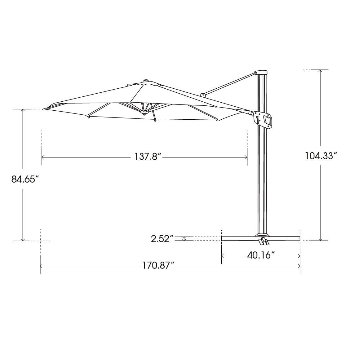 Bluu Redwood Pro Cantilever Umbrella Round 1-Tier